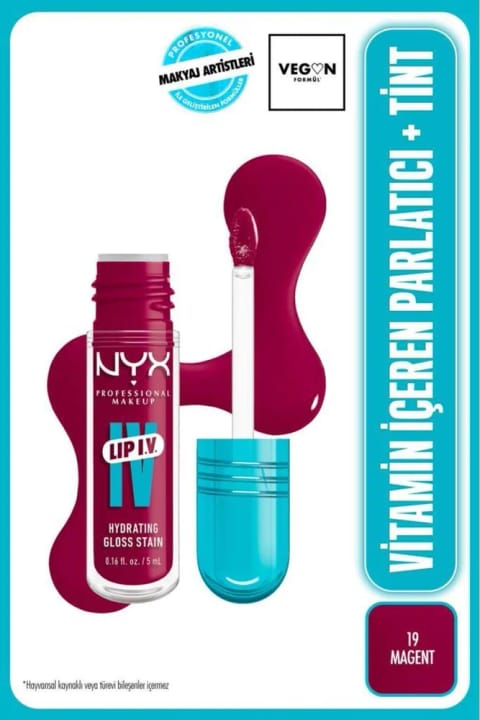 رژگونه و براق کننده لب NYX Professional Makeup LIP I.V. حاوی ویتامین - 19 Magent