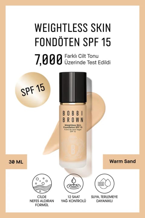 BOBBI BROWN Weightless Skin 24 ساعت ماندگاری فونداسیون مایع SPF 15 - طبیعی و ...