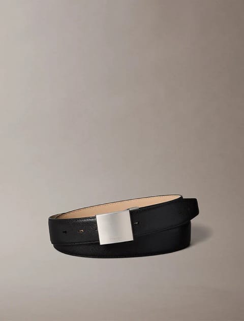 کمربند چرمی پلاک پبل مردانه Calvin Klein