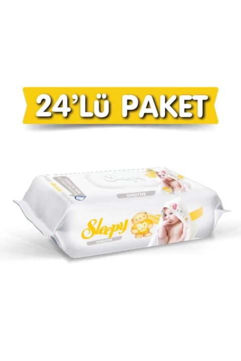 دستمال مرطوب حساس Sleepy 90 عددی با درب (بسته 24 عددی)
