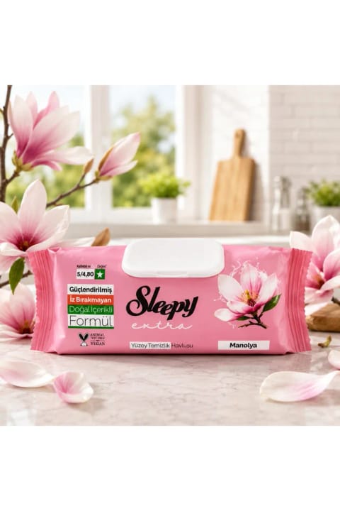 Sleepy Extra مگنولیا دستمال تمیزکننده سطح 100 برگ چندمنظوره مرطوب