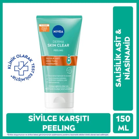 Nivea Derma Skin Clear ضد جوش شوینده و اسکراب صورت 150 میلیلیتر