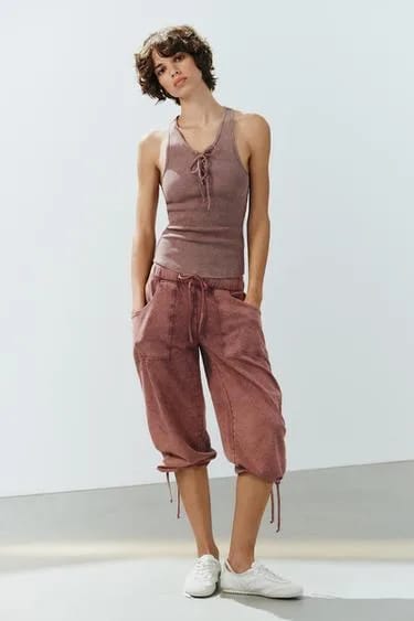 FADED-EFFECT DRAWSTRING TOP