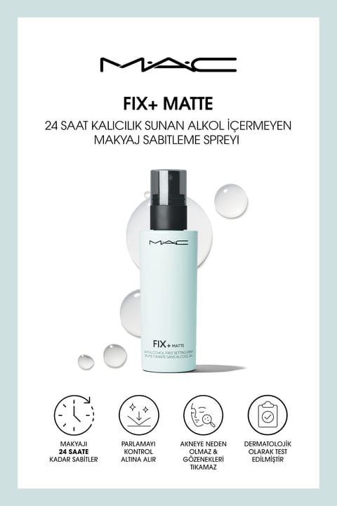 M.A.C Fix+ Matte اسپری تثبیت‌کننده مات بدون الکل با ماندگاری ۲۴ ساعته