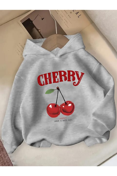 سویشرت اورسایز بچگانه uyguntarz طرح Happy Cherry