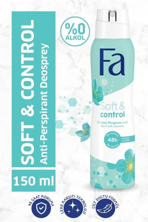 Fa Soft & Control دئودورانت اسپری زنانه ۱۵۰ میلیلیتر - ماندگاری ۴۸ ساعته یاسمن تازه...