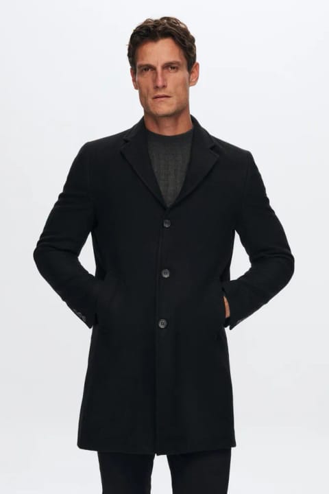 D'S Damat کت کشمیر Regular Fit مشکی یقه بافت