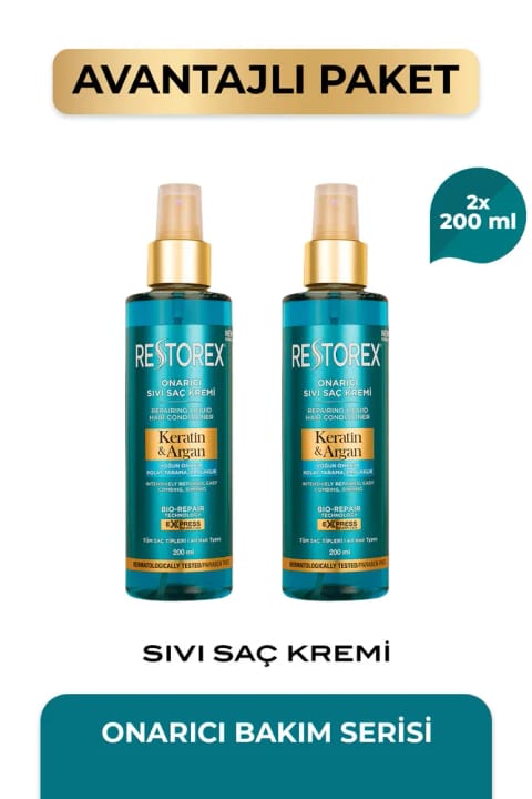 Restorex کراتین و آرگان مایع ترمیمکننده مو ۲ × ۲۰۰ میلیلیتر