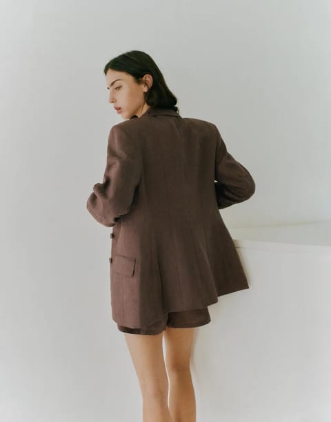 Pull&Bear بلیزر کتان فیت بدن