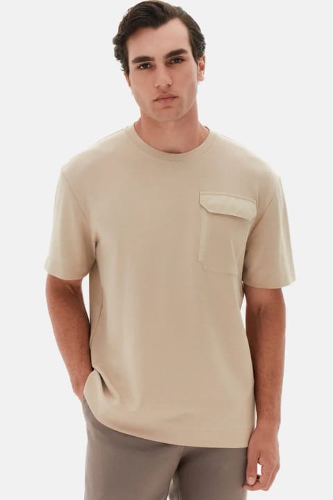 Twn تیشرت ساده بژ مدل Relaxed Fit