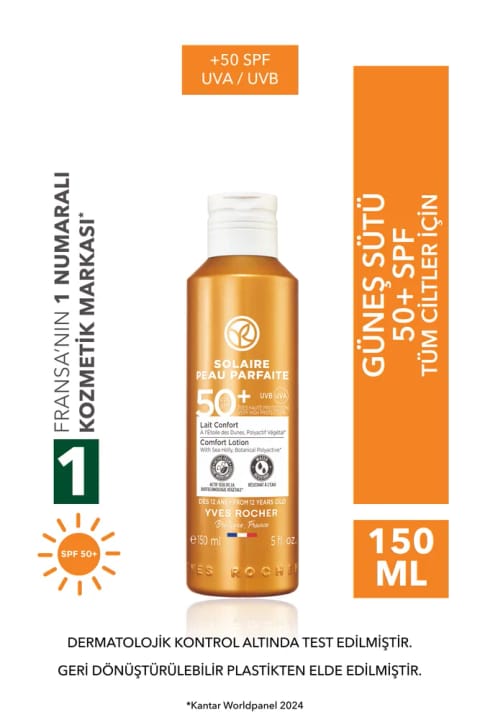 Yves Rocher SPF 50 محافظت بالا صورت و بدن لوسیون ضد آفتاب