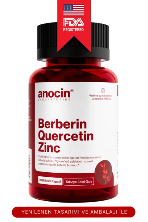 anocin بربرین کمپلکس کوئرستین و زینک کاراموک (زرشک) ۳۰ کپسول