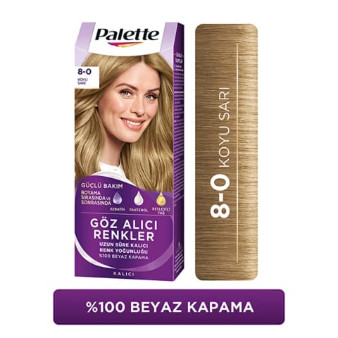 Palette Göz Alıcı Renkler رنگ مو 8-0 بلوند تیره