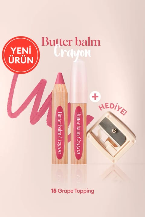 CLIO کرمی، بالم لب رنگی مدادی و تراش Butter Balm Crayon — 015 Grape Topping
