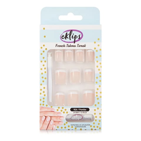 Eklips ناخن مصنوعی French Pink Square 24 عددی