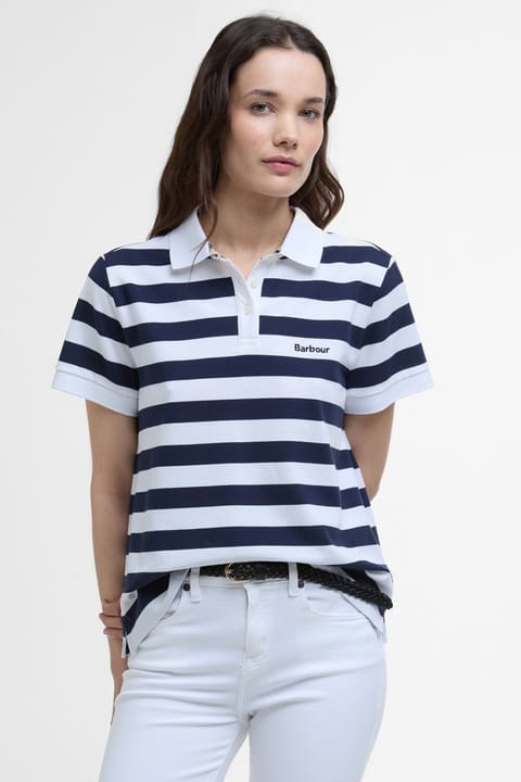 پیراهن پولو یقه راه‌راه Barbour Ashbourne NY73 Navy Stripe