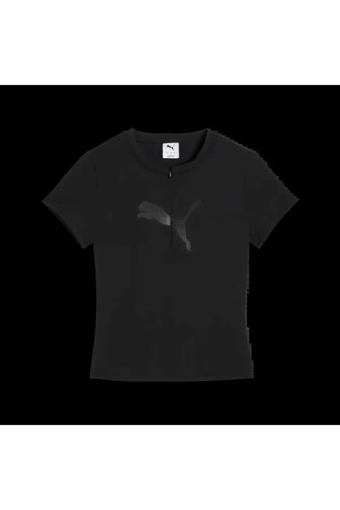 تیشرت آستین کوتاه طرحدار دارت تو اسلیم مشکی زنانه با جزئیات زیپ Puma