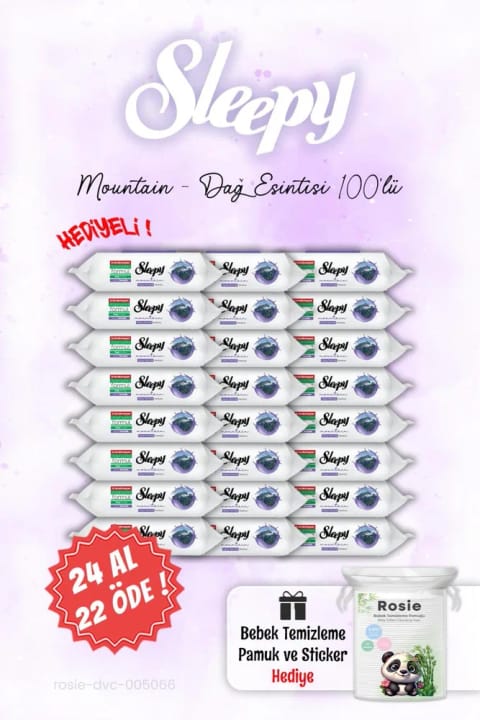 Sleepy 100'lü 24 AL 22 ÖDE Mountain Dağ Esintisi Islak Havlusu ve ROSIE
