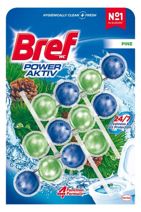 جرمگیر توالت Bref Power Aktiv رایحهٔ کاج — بستهٔ سهتایی