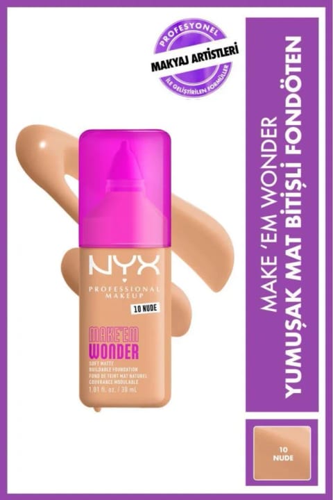 فاندیشن NYX Professional Makeup مدل Make’ Em Wonder با فینیش مات نرم - رنگ 10 Nude