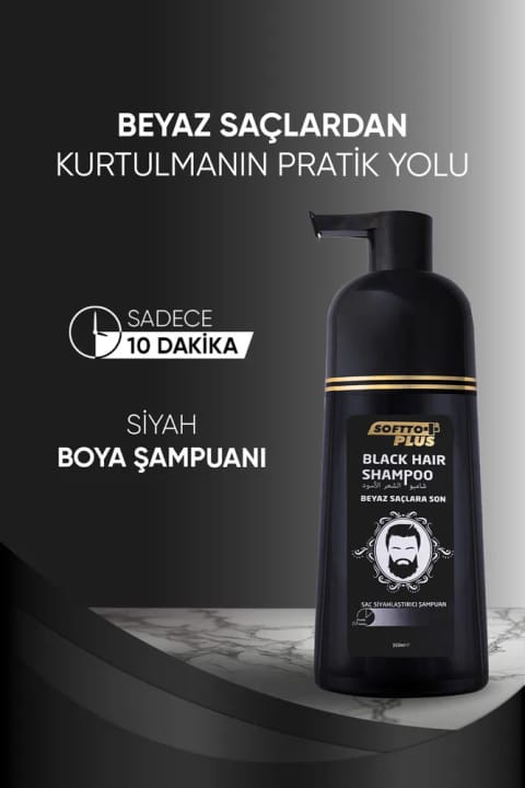 Softto Plus شامپوی مشکی مو با پوشانندگی فوری سفیدی، ۳۵۰ میلی‌لیتر