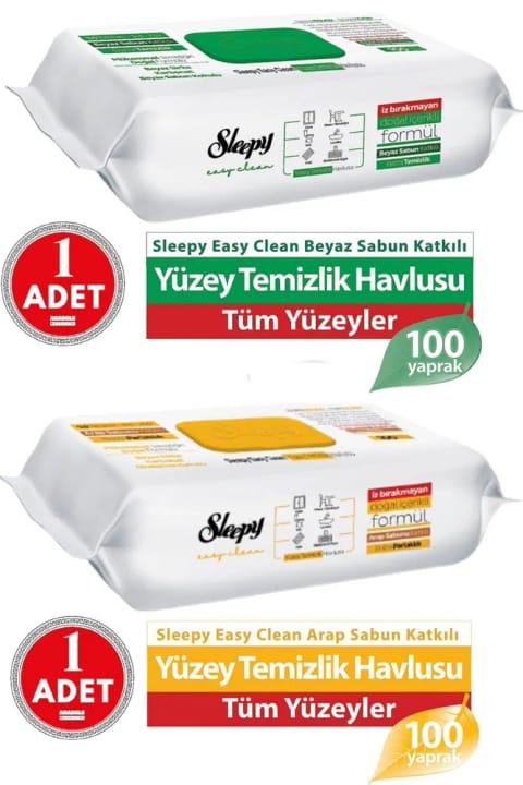 Sleepy Easy Clean دستمال پاک‌کننده صورت با صابون عربی ۱۰۰ عددی + دستمال تمیزکننده سطوح...