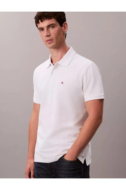 پولو یقه‌دار آستین کوتاه روزمره مردانه Calvin Klein با لوگوی برند و پنبه ارگانیک