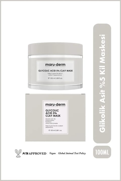 Maru.Derm ماسک کلی لایهبردار گلیکولیک اسید ۵٪ پاککننده منافذ و یکنواختکننده رنگ پوست