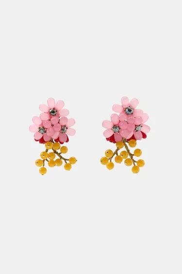 گوشواره گل‌دار با مهره و نگین