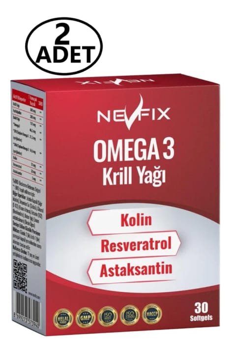 Nevfix امگا 3 روغن کریل حاوی کولین و رسوراترول 2×30 نرمژل