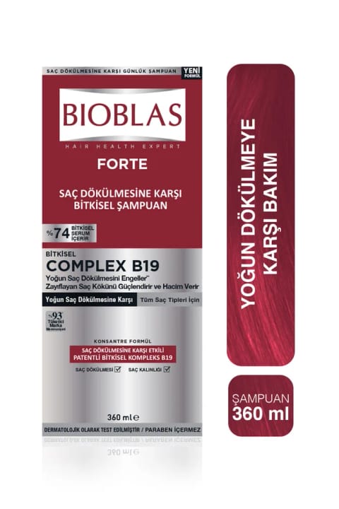 Bioblas Forte Complex B19 شامپو گیاهی ضد ریزش شدید مو 360ml