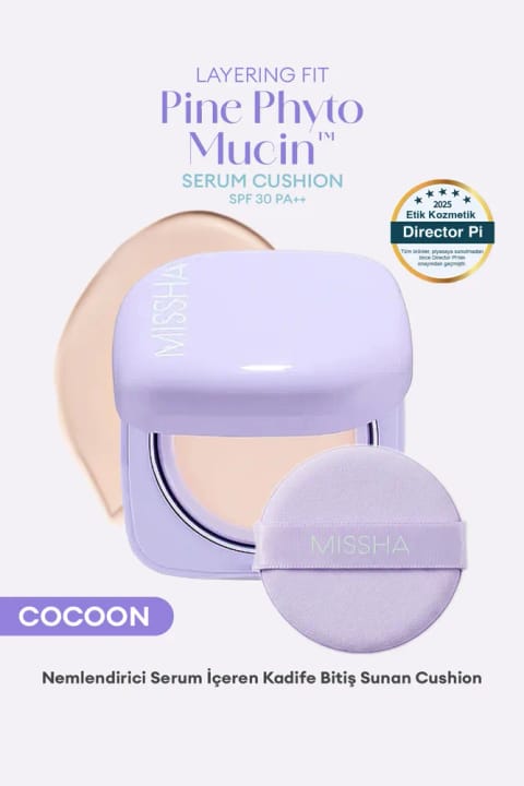 Missha کوشن لایه‌پذیر با فیتو موسین کاج و پرداخت مخملی SPF30 PA++