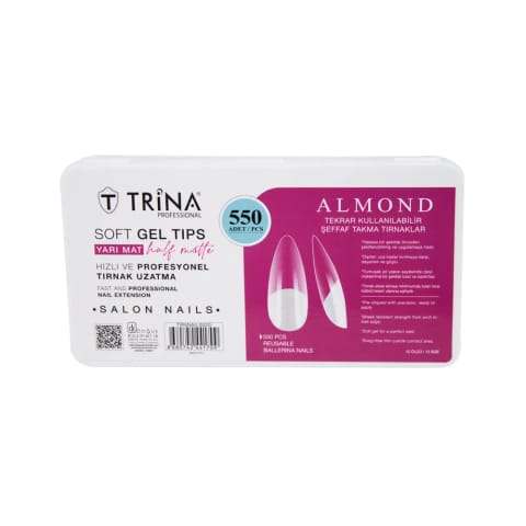 ست ناخن مصنوعی ژل نرم Trina مدل Almond نیممات ۵۵۰ عددی TRNNAIL0020