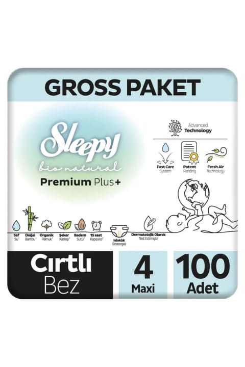 Sleepy Bio Natural Premium Plus پوشک بچه سایز 4 ماکسی 100 عددی