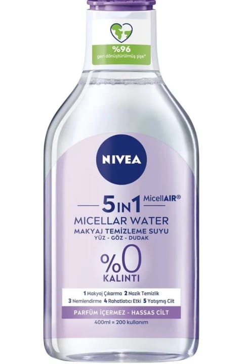 NIVEA 5in1 تسکیندهنده میسلار واتر پاککننده آرایش برای پوست حساس، 400 میلیلیتر