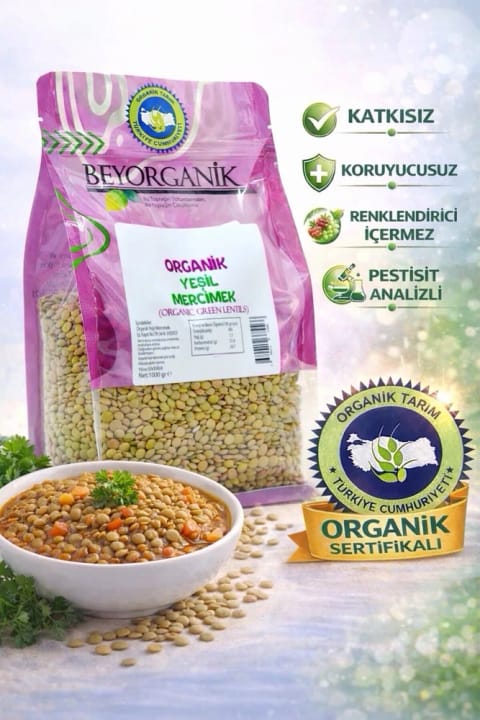 BEYORGANİK عدس سبز ارگانیک ۱ کیلوگرم (حاوی آنالیز سموم و آفلاتوکسین)