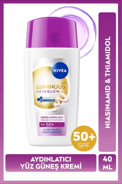NIVEA SPF50+ Luminous630 Skin Glow روشنکننده کرم ضدآفتاب صورت ۴۰ میلیلیتری، مرطوبکننده...