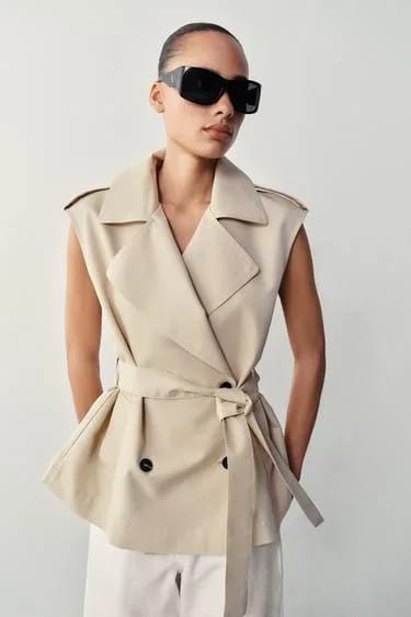Zara جلیقه کمربنددار دوبر