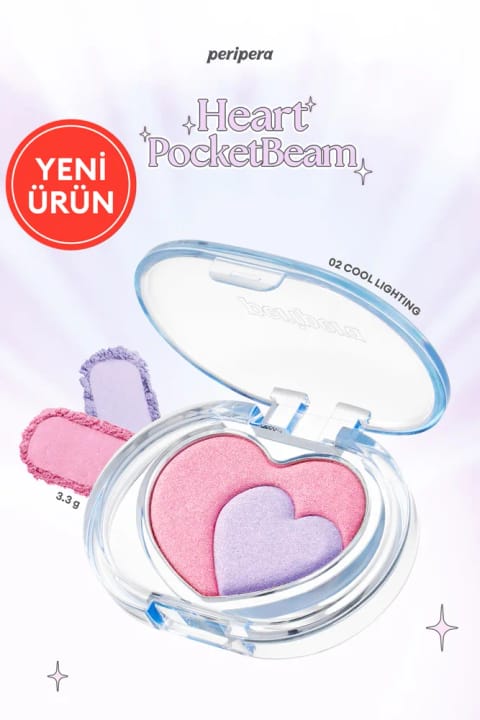 پریپرا هایلایتر دو رنگ با طرح قلب و درخشش زیاد Heart Pocket — 02 Cool Lighting