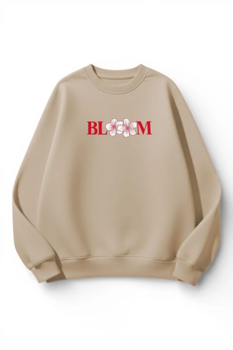 سویشرت اورسایز یونیسکس uyguntarz طرح Bloom با بافت نرم و نخ ۳ لا چرخدار
