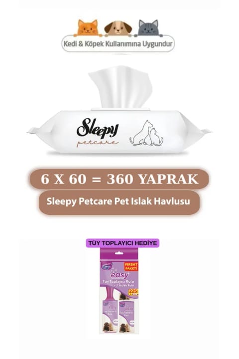 Sleepy Petcare دستمال مرطوب حیوانات خانگی به همراه هدیه ۱۰۲ عددی