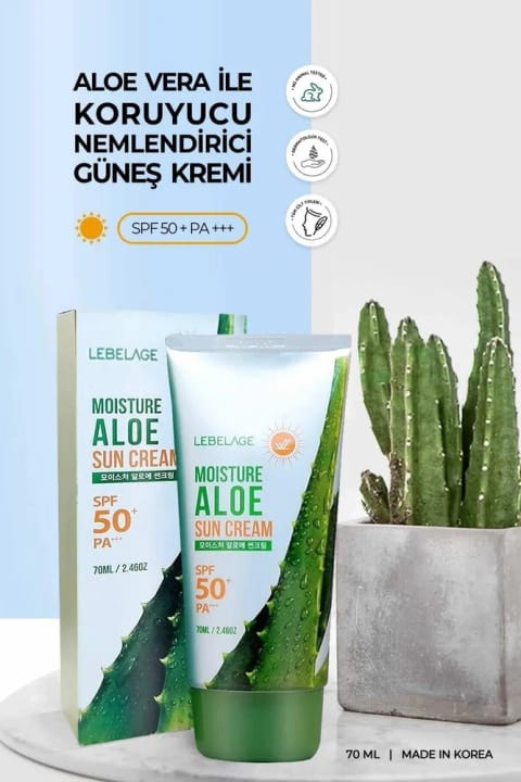 LEBELAGE کرم ضدآفتاب مرطوب‌کننده آلوئه‌ورا SPF 50 PA
