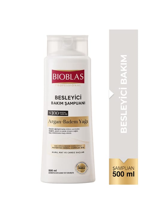شامپو تقویتی و مراقبتی Bioblas با Argan و روغن بادام ۵۰۰ میلیلیتر - مناسب موی خشک، کدر و...