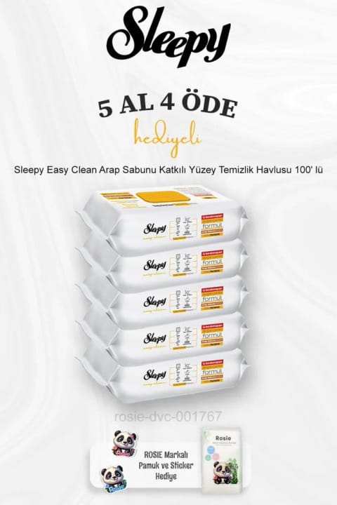 Sleepy Easy Clean دستمال تمیزکننده سطوح با صابون عربی ۱۰۰ عددی ۵ عدد بخر ۴ عدد ببر