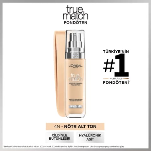 Loreal Paris True Match کرم پودر مراقبتی 4N با ته رنگ خنثی
