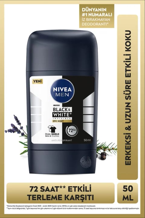 NIVEA MEN استیک دئودورانت Black & White Epic Night 50 میلیلیتر