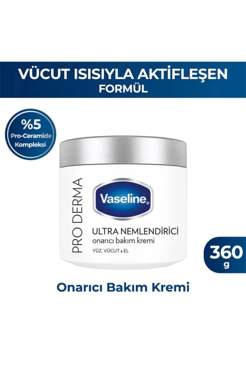کرم مراقبت ترمیم‌کننده Vaseline Pro Derma فوق‌آبرسان صورت، بدن و دست 360 گرم