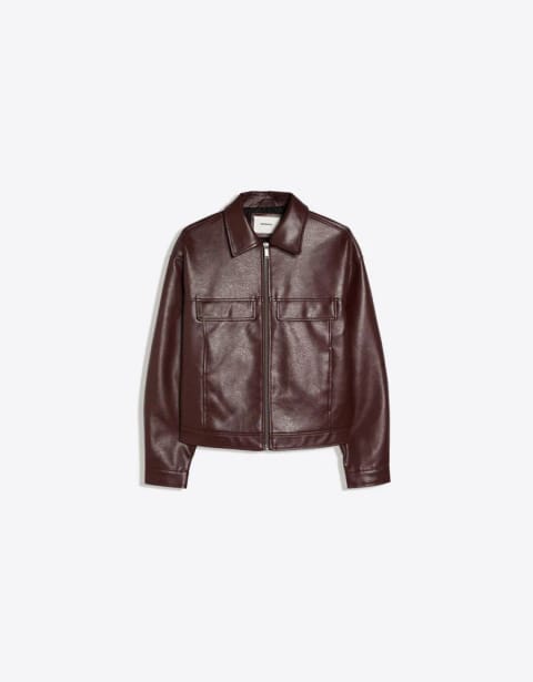 Boxy leather effect jacket