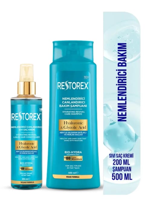 Restorex Hydra شامپوی مرطوبکننده و احیاکننده + نرمکننده مایع مو