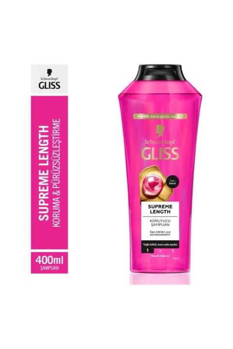 شامپو محافظت از بلندی مو Gliss Supreme Length موی چرب ریشه و خشک ساقه 400 میلی‌لیتر